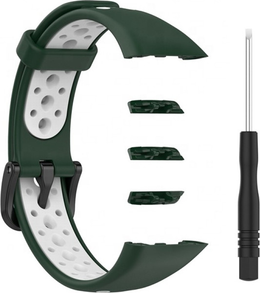 Изображение товара Ремешок для умных часов Rumi N-Style для Honor Band 6/Band 7/Huawei Band 6 (зеленый/белый)