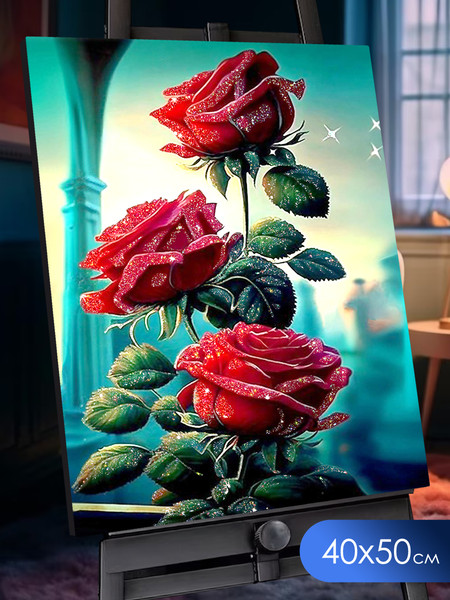 Изображение товара Картина по номерам Флюид Бордовые розы 40x50 / SHR0552