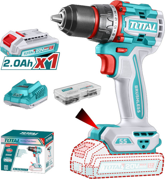 Изображение товара Аккумуляторная дрель-шуруповерт TOTAL TDLI205582