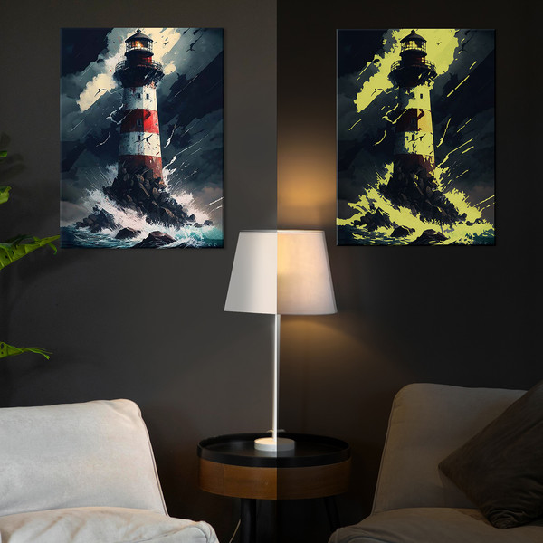 Изображение товара Картина по номерам Молли Морской маяк со светящейся краской 40х50 / FHR0577