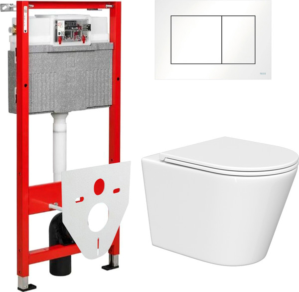 Изображение товара Унитаз подвесной с инсталляцией Lauter Longer 2110822 + TECE Kit 9400413 с кнопкой (белый)