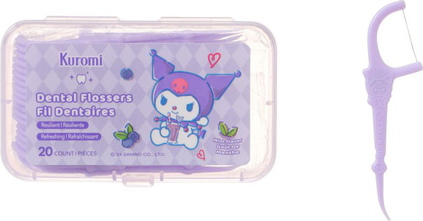 Изображение товара Зубная нить Miniso Kuromi Extra Fine со вкусом мяты 1094 (3x20шт)
