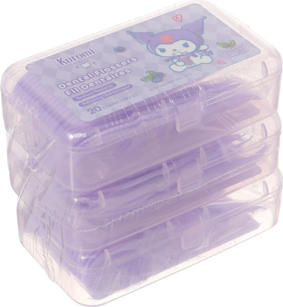 Изображение товара Зубная нить Miniso Kuromi Extra Fine со вкусом мяты 1094 (3x20шт)