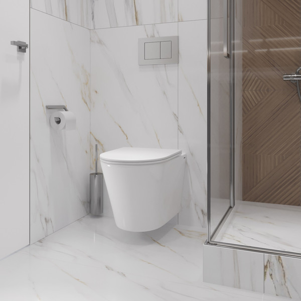 Изображение товара Унитаз подвесной с инсталляцией Lauter Longer 2110822 + GROHE Rapid SL 39504000 с кнопкой (круглая, хром)