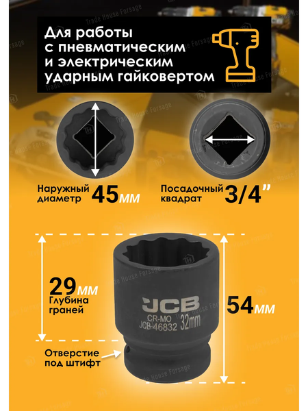 Изображение товара Головка слесарная JCB JCB-46832 (59851)