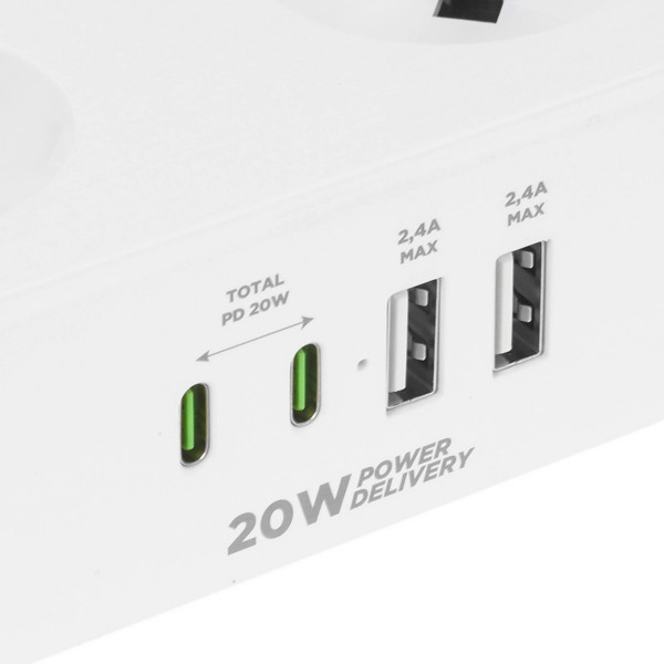 Изображение товара Сетевой фильтр Cablexpert PLT-4-C2U2-W-2