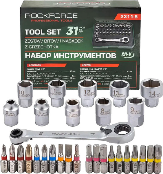 Изображение товара Универсальный набор инструментов RockForce RF-2311-5 (64708)