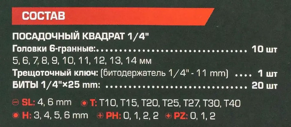 Изображение товара Универсальный набор инструментов RockForce RF-2311-5 (64708)