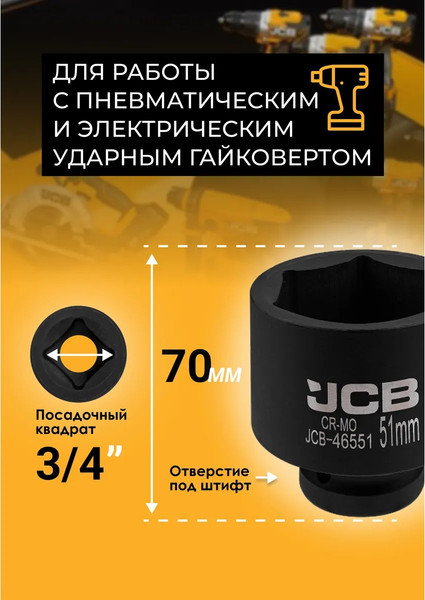 Изображение товара Головка слесарная JCB 46551 (61028)