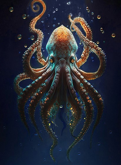 Изображение товара Картина по номерам Молли Осьминог морских глубин 40x50 / FHR0572