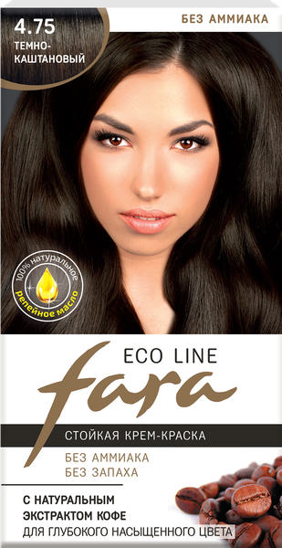 Изображение товара Крем-краска для волос Fara Eco Line тон 4.75 темно-каштановый (125г)