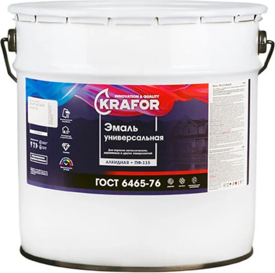 Изображение товара Эмаль Krafor ПФ-115 (20кг, серый)