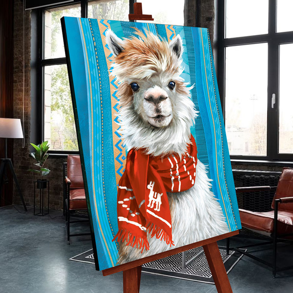 Изображение товара Картина по номерам Молли Лама в шарфе 40x50 / FHR0592