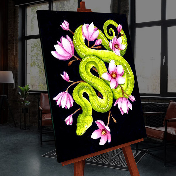 Изображение товара Картина по номерам Молли Питон в цветочном эдеме 40x50 / FHR0615