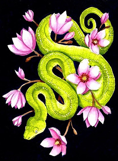 Изображение товара Картина по номерам Молли Питон в цветочном эдеме 40x50 / FHR0615