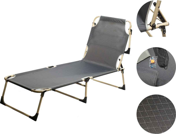 Изображение товара Складной шезлонг MONAMI 194х62х34см / LYLT-0010 (серый)