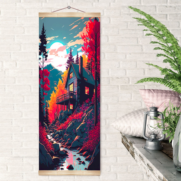 Изображение товара Картина по номерам Молли Домик у горной реки 35x88 / HRP0171