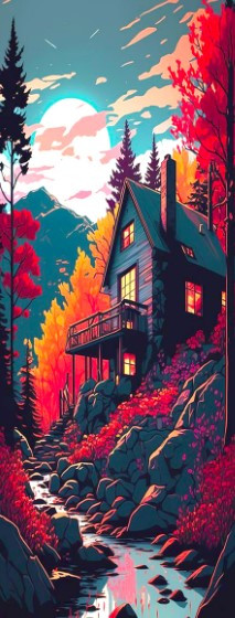 Изображение товара Картина по номерам Молли Домик у горной реки 35x88 / HRP0171