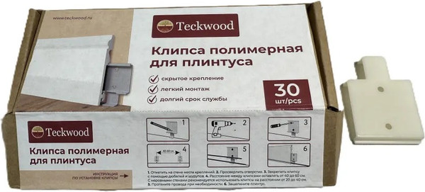 Изображение товара Крепление плинтуса Teckwood Клипса полимерная (30шт)