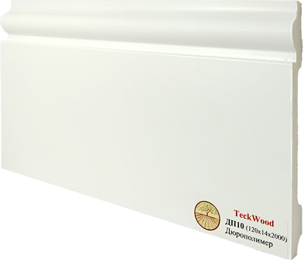 Изображение товара Плинтус Teckwood Полимер ультравысокой плотности ДП10 120x14x2000 (белый)