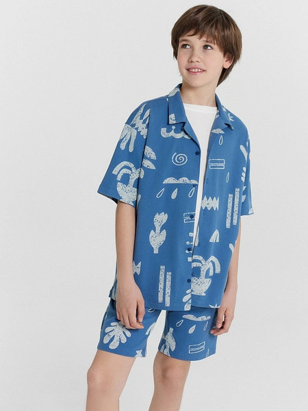 Изображение товара Шорты детские Mark Formelle 133351 (р.158-80, узоры на пепельно-синем)