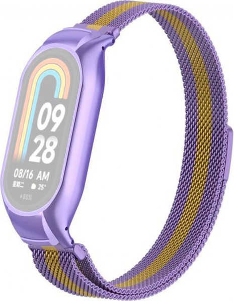 Изображение товара Ремешок для фитнес-трекера Rumi Milanese Loop для Xiaomi Smart Band 8/9 (сиреневый/золотой)