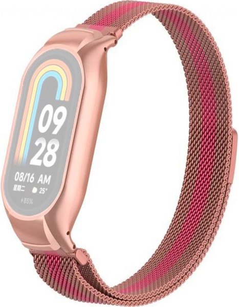 Изображение товара Ремешок для фитнес-трекера Rumi Milanese Loop для Xiaomi Smart Band 8/9 (розовый/ярко-розовый)