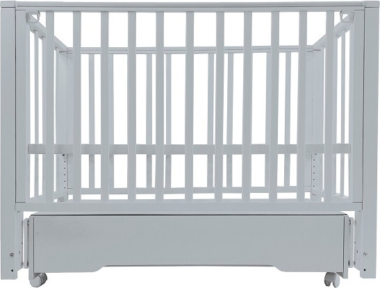 Изображение товара Детская кроватка INDIGO Norden универсальный маятник+колеса, ящик (массив березы, серый)