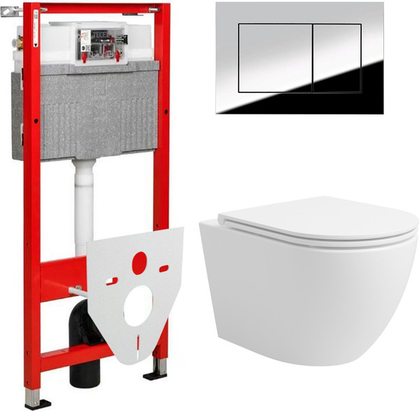 Изображение товара Унитаз подвесной с инсталляцией Lauter Vortex 2110830 + TECE Kit 9400412 с кнопкой (хром)