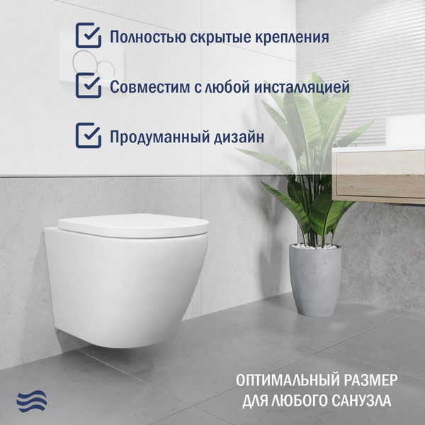 Изображение товара Унитаз подвесной с инсталляцией Lauter Vortex 2110830 + TECE Kit 9400412 с кнопкой (хром)