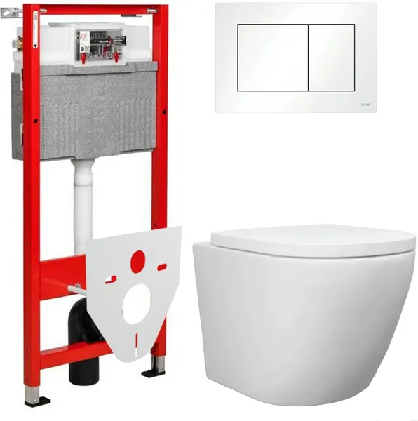 Изображение товара Унитаз подвесной с инсталляцией Lauter Vortex 2110830 + TECE Kit 9400413 с кнопкой (белый)