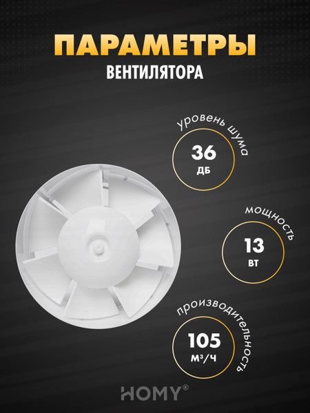 Изображение товара Вентилятор накладной Homy Air A100WRT