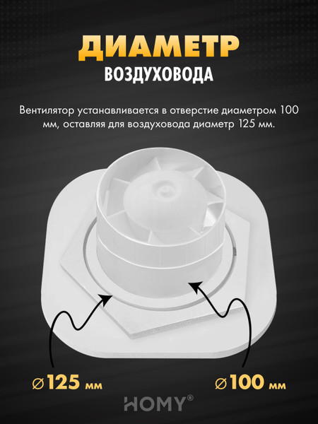 Изображение товара Вентилятор накладной Homy Air AH100BRT