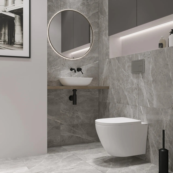 Изображение товара Унитаз подвесной с инсталляцией Lauter Vortex 2110830+GROHE Solido 38811KF0+37131000 с кнопкой (прямоугольная, черный)