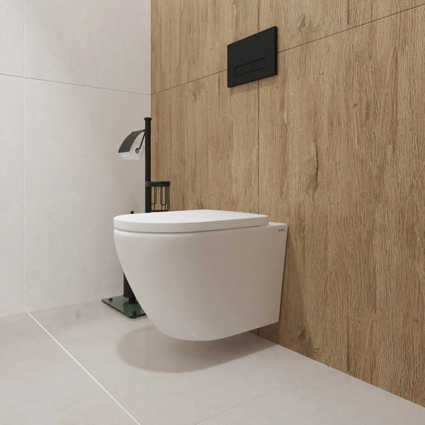 Изображение товара Унитаз подвесной с инсталляцией Lauter Vortex 2110830+GROHE Solido 38811KF0+37131000 с кнопкой (прямоугольная, черный)