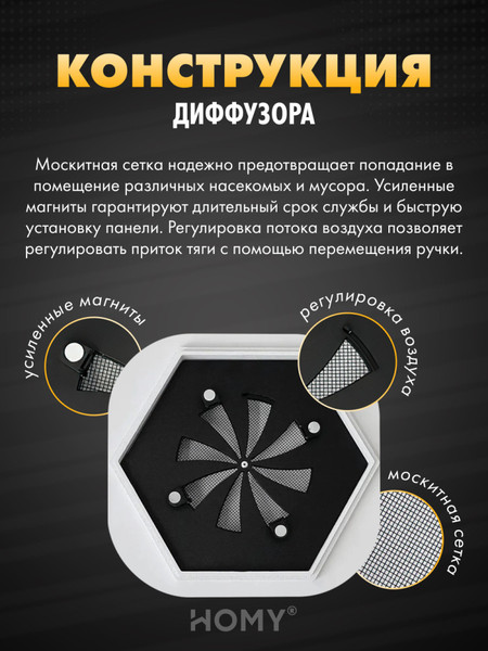 Изображение товара Решетка вентиляционная Homy Air AH100BR