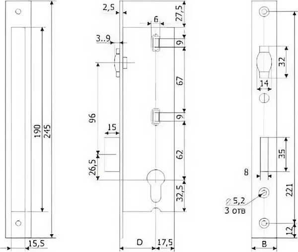 Изображение товара Замок врезной Гардиан Profi 25.11Р.24 (б/ц, с роликовой защелкой)