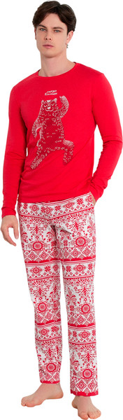 Изображение товара Комплект домашней одежды Mark Formelle 591023 (р.104-94-182/188, красный/новогодний орнамент)