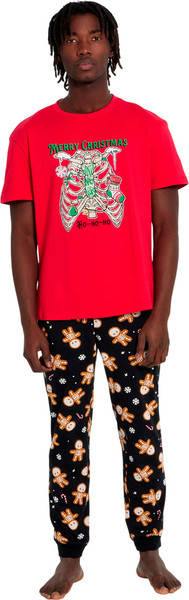 Изображение товара Комплект домашней одежды Mark Formelle 591043 (р.104-94-182/188, красный/пряники-скелеты на черном)