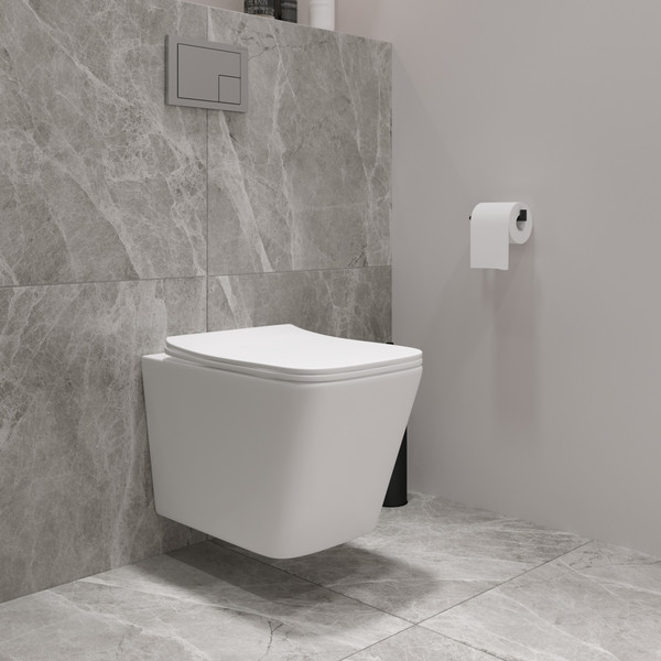 Изображение товара Унитаз подвесной с инсталляцией Lauter Square 214903 + GROHE Rapid SL 38772001 + GROHE 37131000 (прямоугольная, хром)