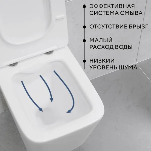 Изображение товара Унитаз подвесной с инсталляцией Lauter Square 214903 с кнопкой 219702F (квадратная, белый)