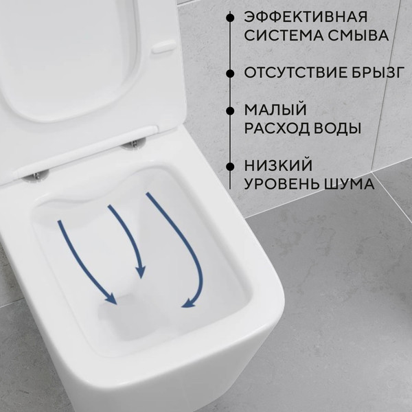 Изображение товара Унитаз подвесной с инсталляцией Lauter Square 214903 с кнопкой 219704F (квадратная, черный)