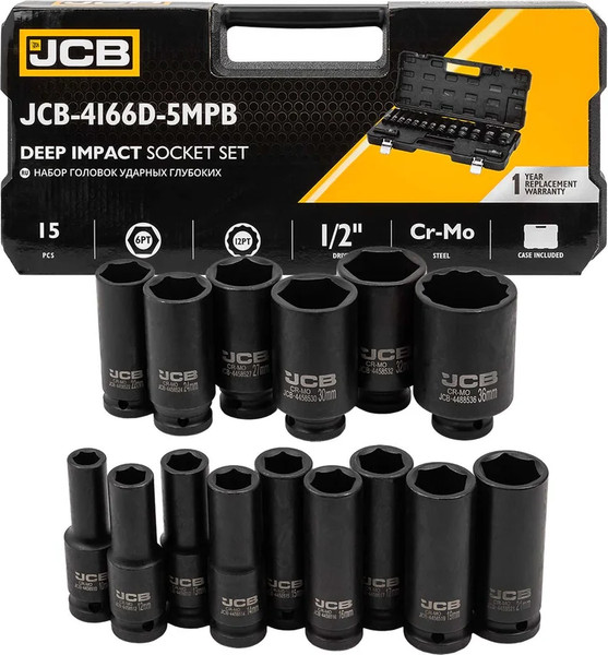 Изображение товара Набор головок слесарных JCB JCB-4166D-5MPB (60550)