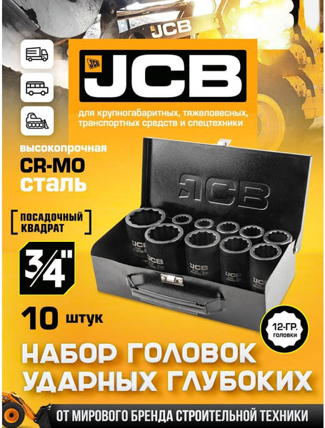 Изображение товара Набор головок слесарных JCB 6108-9MPB (61732)
