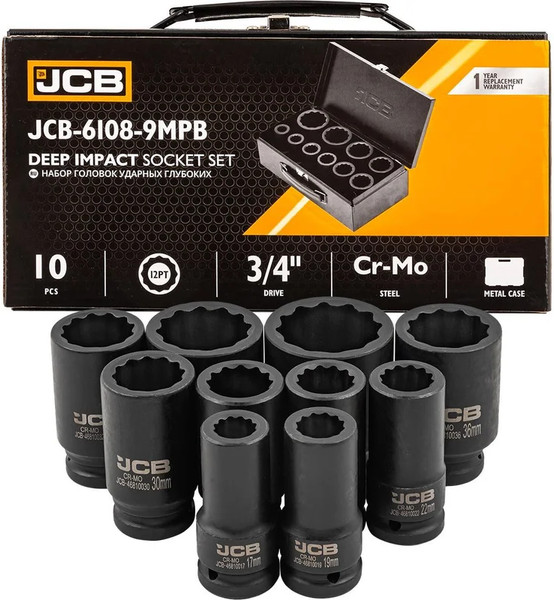 Изображение товара Набор головок слесарных JCB 6108-9MPB (61732)