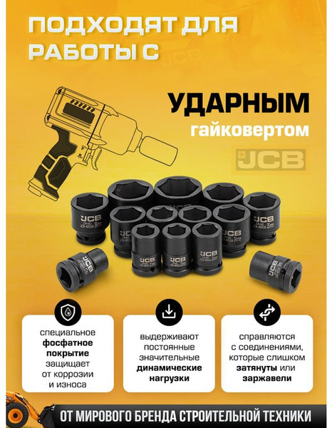 Изображение товара Набор головок слесарных JCB 6141-5MPB (61734)