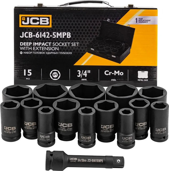 Изображение товара Набор головок слесарных JCB 6142-5MPB (61 735)