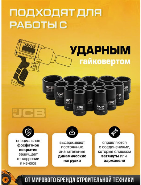 Изображение товара Набор головок слесарных JCB 8152-9MPB (64929)