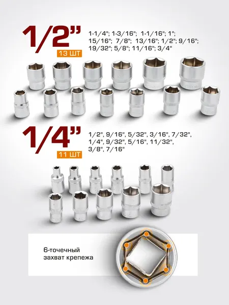 Изображение товара Набор головок слесарных Forstime 59 237 / FT-50121I