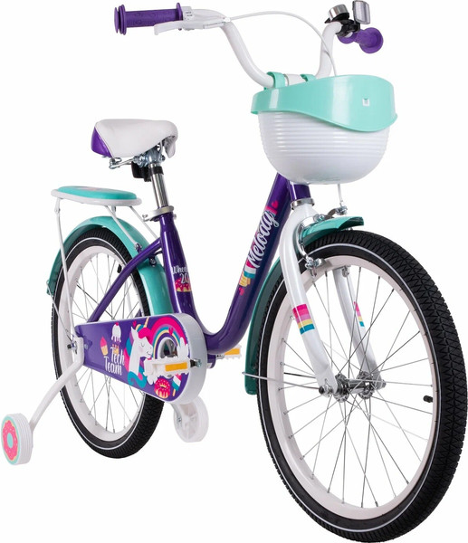 Изображение товара Детский велосипед Tech Team Melody 18 / NN012357 (фиолетовый/бирюзовый, разобранный, в коробке)